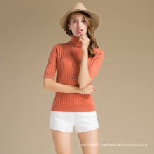 New Design Beautiful Sweater Patterns Orange High Neck Knitting Cashmere Sweater